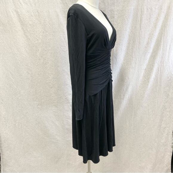 Kay Unger black ruched A Line knee length open back evening dress size 10 - Picture 7 of 15